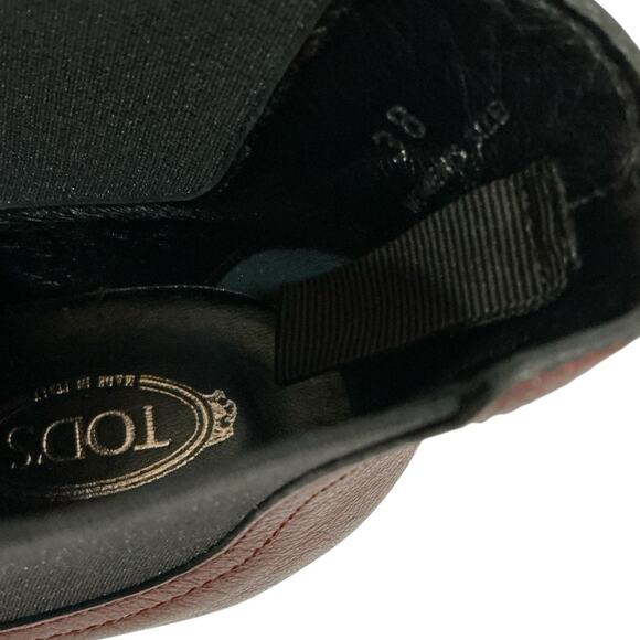 Tod’s Tronchetto Donna Calfskin Leather Ankle Boot Burgundy Size 38 Italy 8 US - Picture 16 of 16